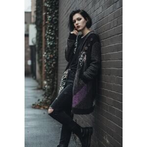 GOTHIC FESTIVAL LONG LINE JACKET HOODIE PATCHWORK RAVE HIPPIE WHIMSIGOTH XL EDM